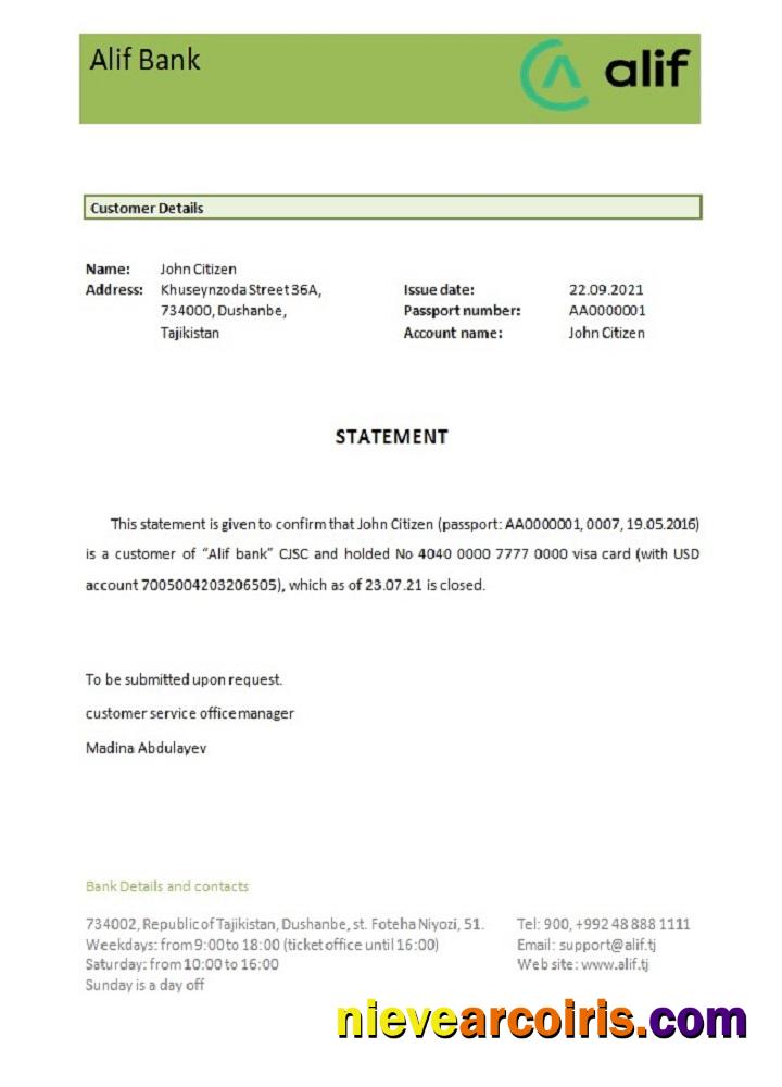 Tajikistan Alif bank closure reference